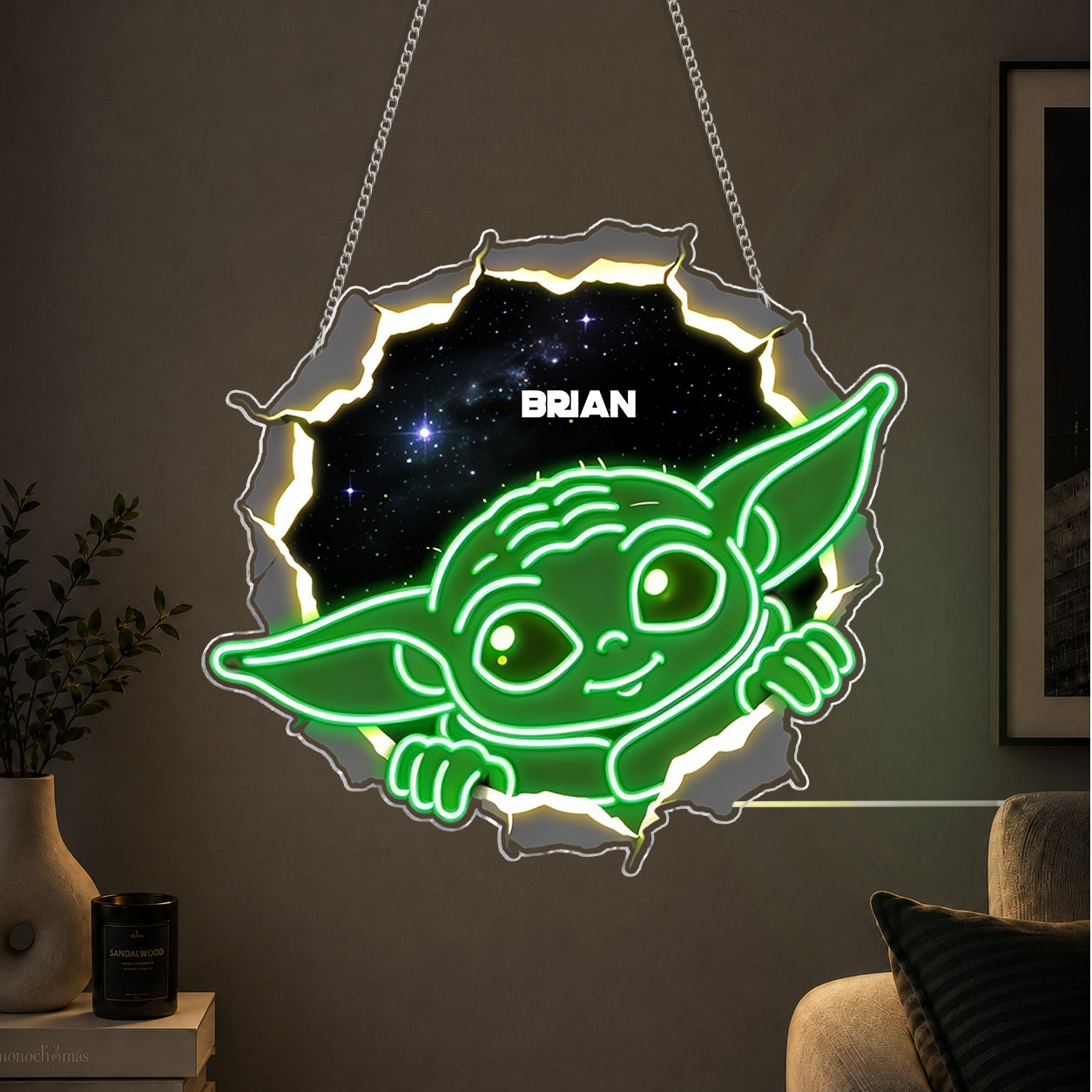 Personalized Neon LED Light Sign Custom Baby Yoda Design Gift Neon LED Light Sign GradoCreations