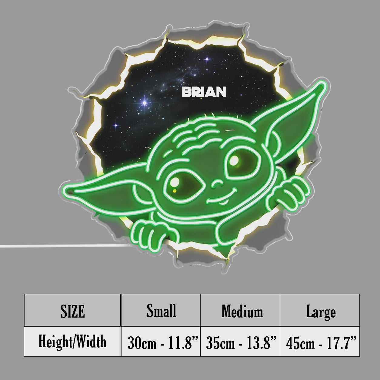 Personalized Neon LED Light Sign Custom Baby Yoda Design Gift Neon LED Light Sign GradoCreations
