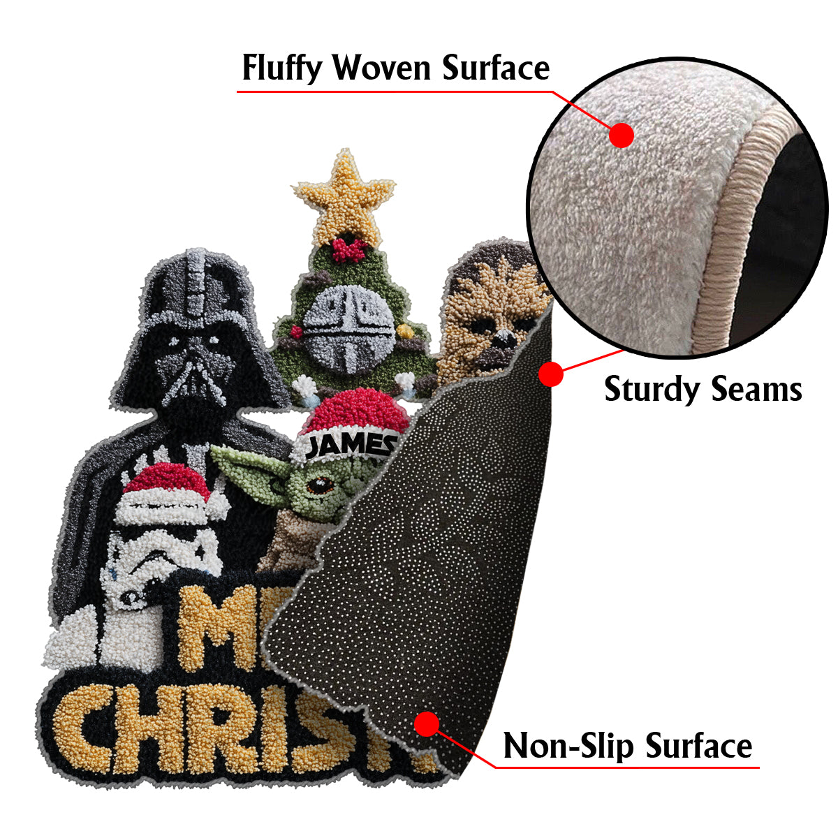 Personalized Non-Slip Tufted Rug Merry Christmas Gift Non-Slip Tufted Rug GradoCreations