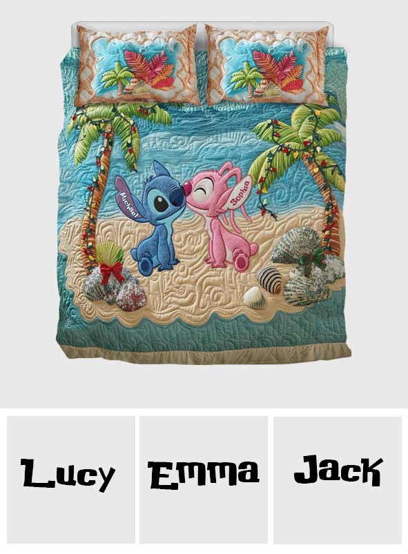 Personalized Tropical Christmas Beach Quilt Set for Family Quilt Set GradoCreations