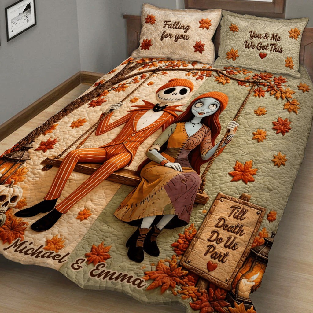 Personalized Nightmare Couple Quilt Set Gift for Him/Her - Autumn Vibes Quilt Set GradoCreations