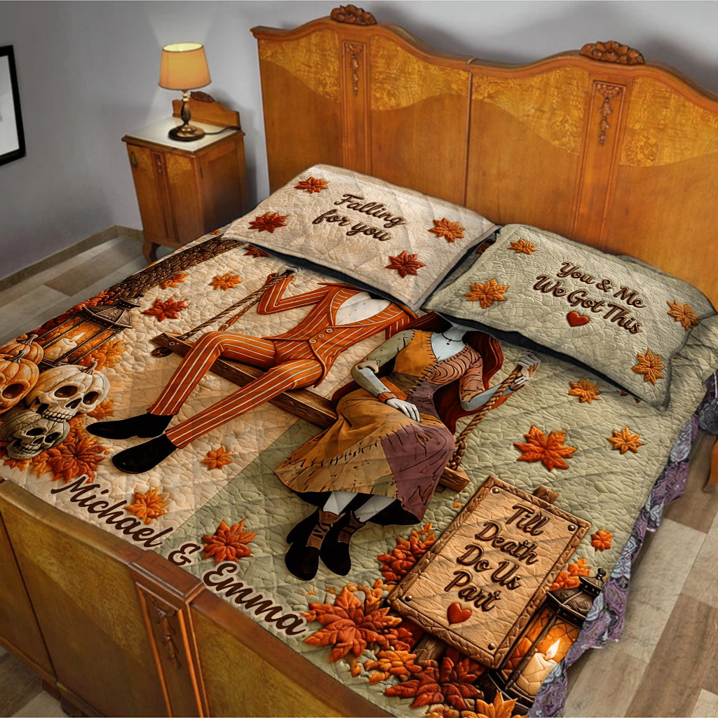 Personalized Nightmare Couple Quilt Set Gift for Him/Her - Autumn Vibes Quilt Set GradoCreations