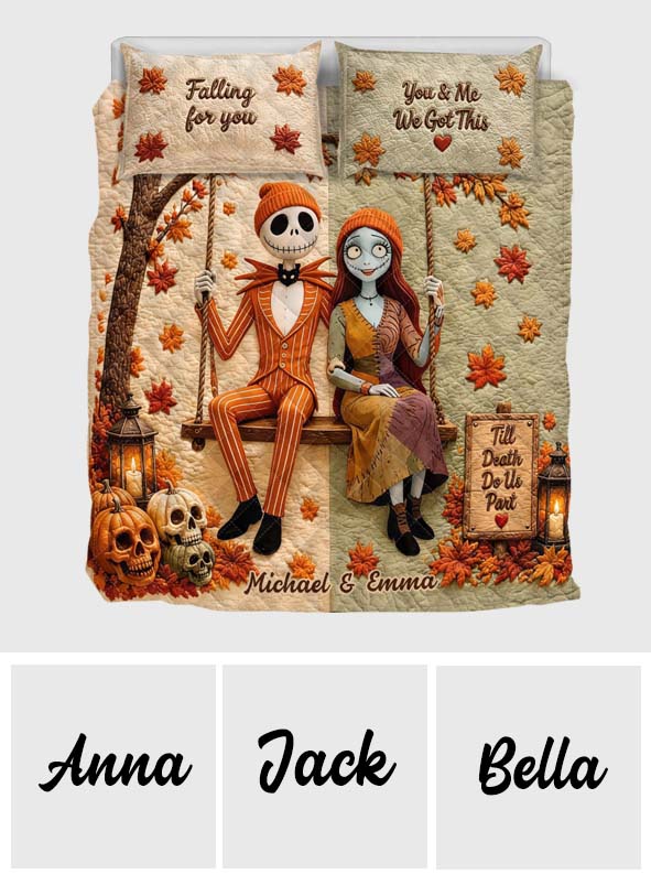 Personalized Nightmare Couple Quilt Set Gift for Him/Her - Autumn Vibes Quilt Set GradoCreations