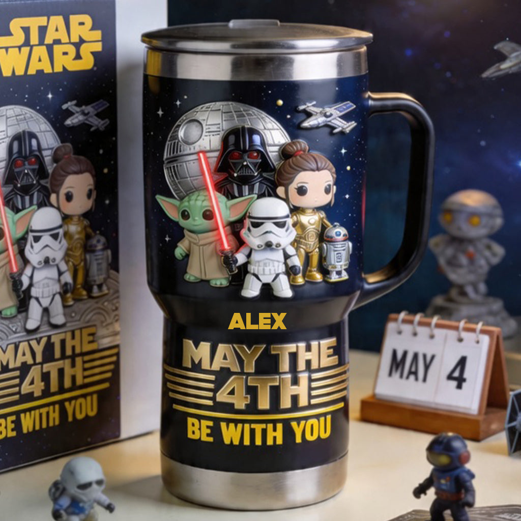 Personalized Star Wars May The 4th Tumbler with Handle Gift Tumbler With Handle GradoCreations