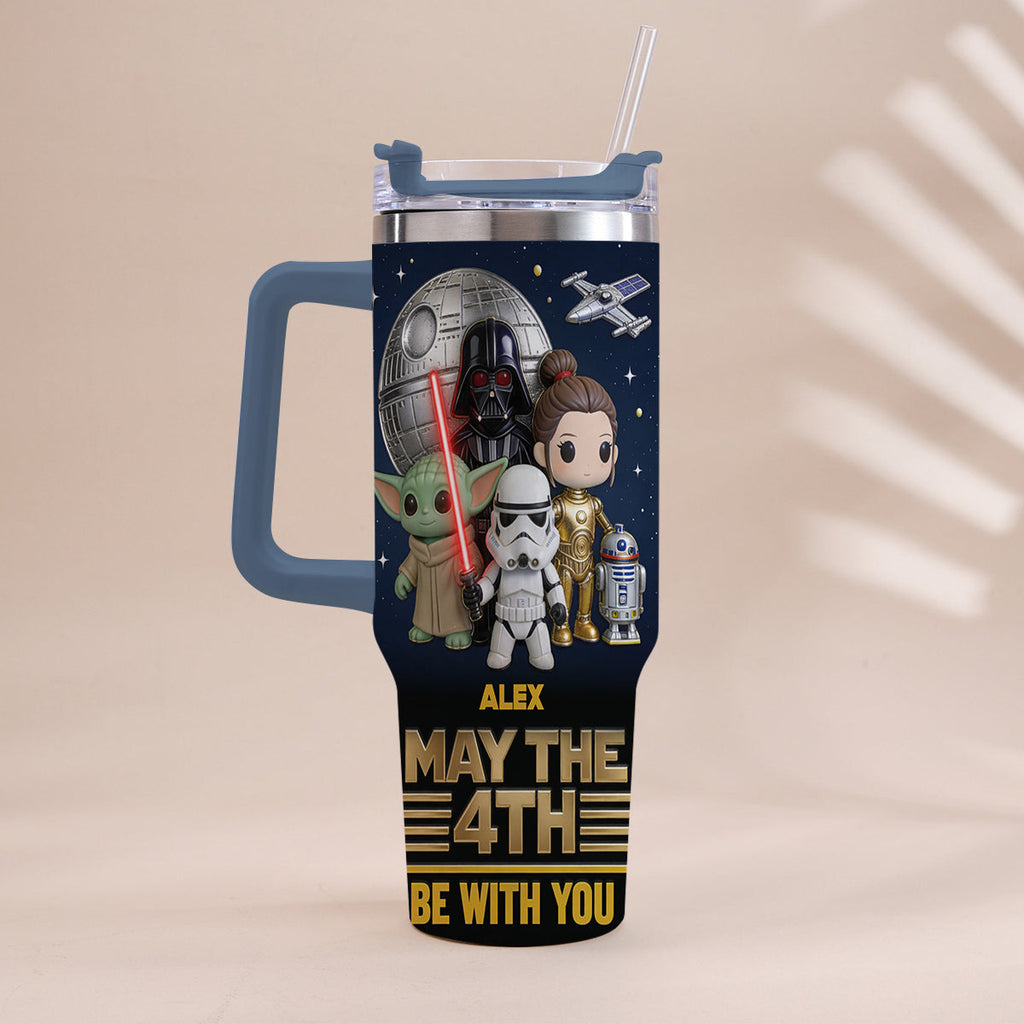 Personalized Star Wars May The 4th Tumbler with Handle Gift Tumbler With Handle GradoCreations