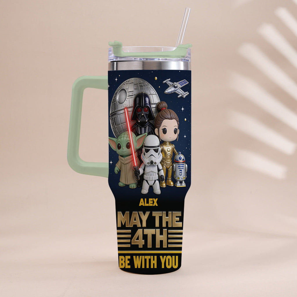 Personalized Star Wars May The 4th Tumbler with Handle Gift Tumbler With Handle GradoCreations