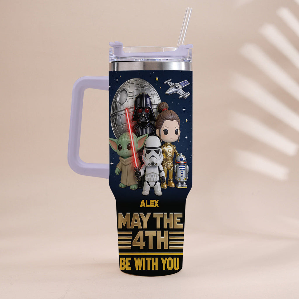 Personalized Star Wars May The 4th Tumbler with Handle Gift Tumbler With Handle GradoCreations