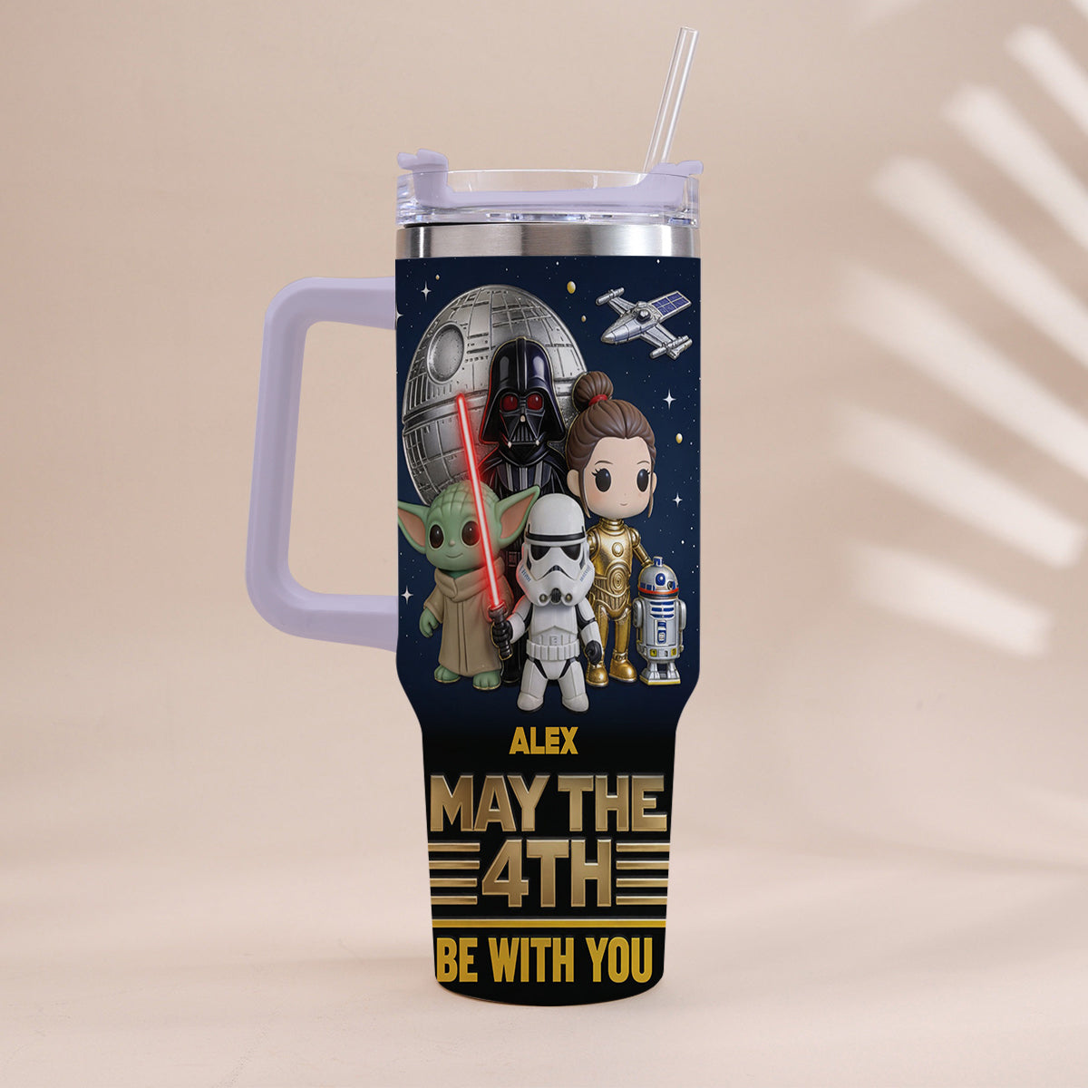 Personalized Star Wars May The 4th Tumbler with Handle Gift Tumbler With Handle GradoCreations