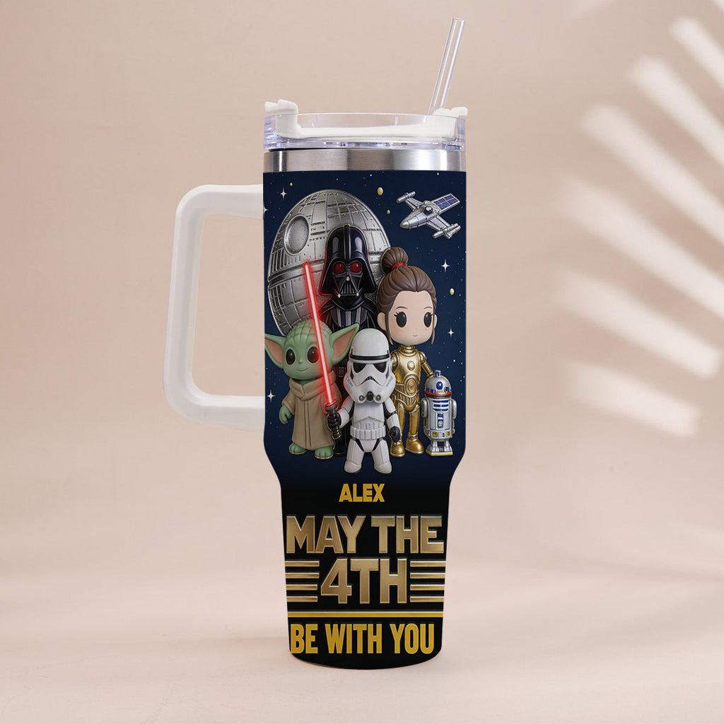 Personalized Star Wars May The 4th Tumbler with Handle Gift Tumbler With Handle GradoCreations