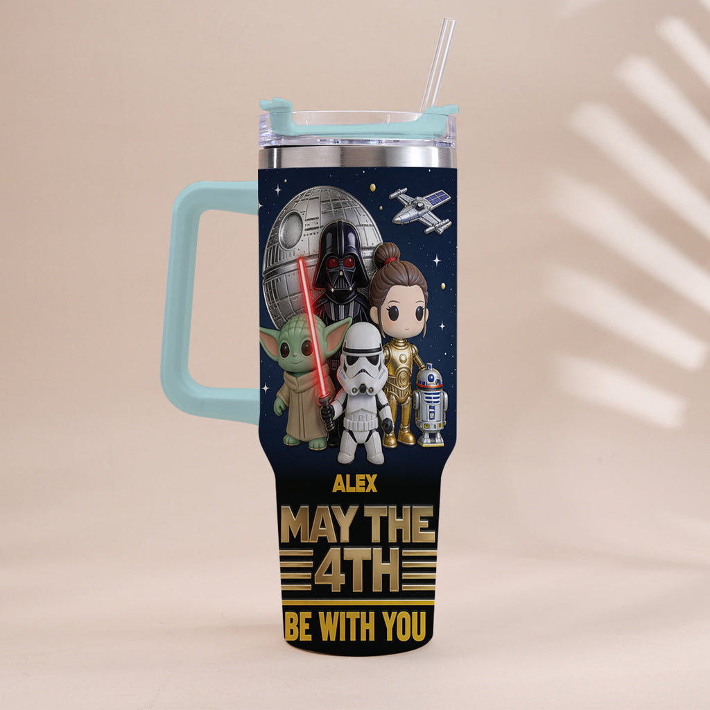 Personalized Star Wars May The 4th Tumbler with Handle Gift Tumbler With Handle GradoCreations