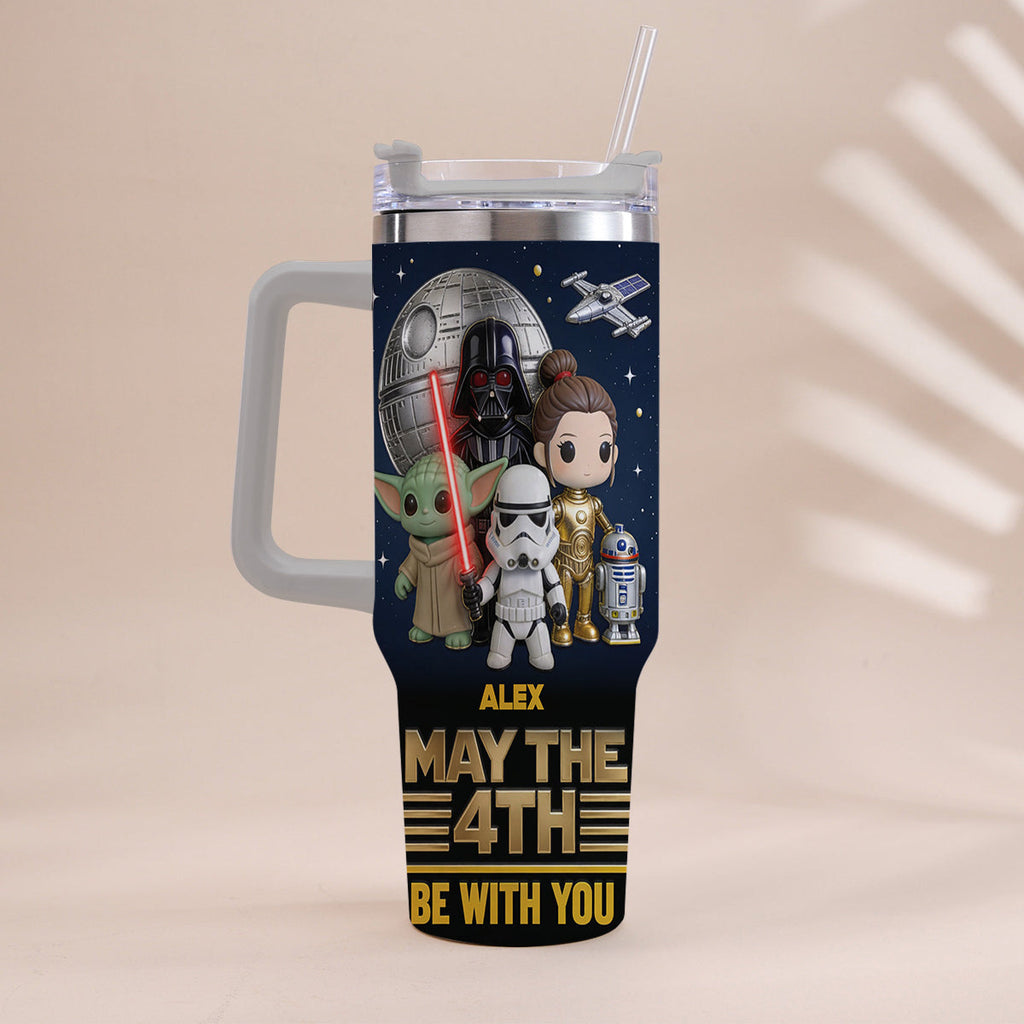 Personalized Star Wars May The 4th Tumbler with Handle Gift Tumbler With Handle GradoCreations