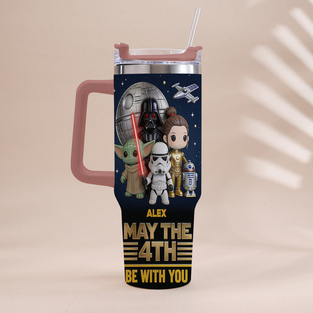 Personalized Star Wars May The 4th Tumbler with Handle Gift Tumbler With Handle GradoCreations