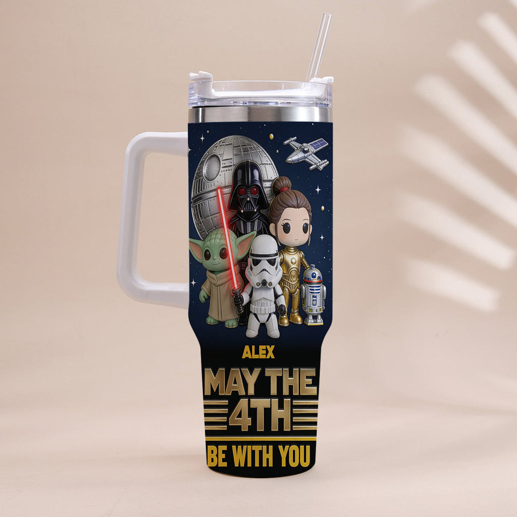 Personalized Star Wars May The 4th Tumbler with Handle Gift Tumbler With Handle GradoCreations