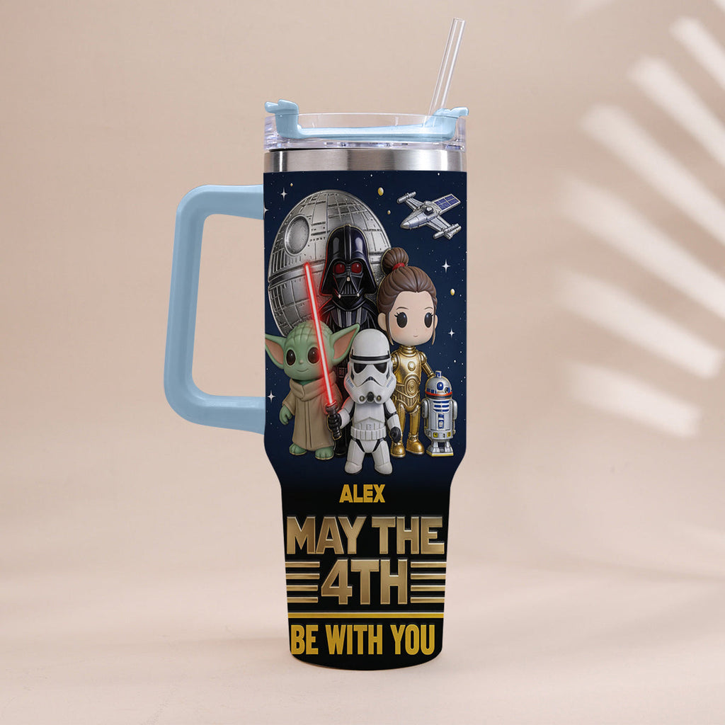Personalized Star Wars May The 4th Tumbler with Handle Gift Tumbler With Handle GradoCreations