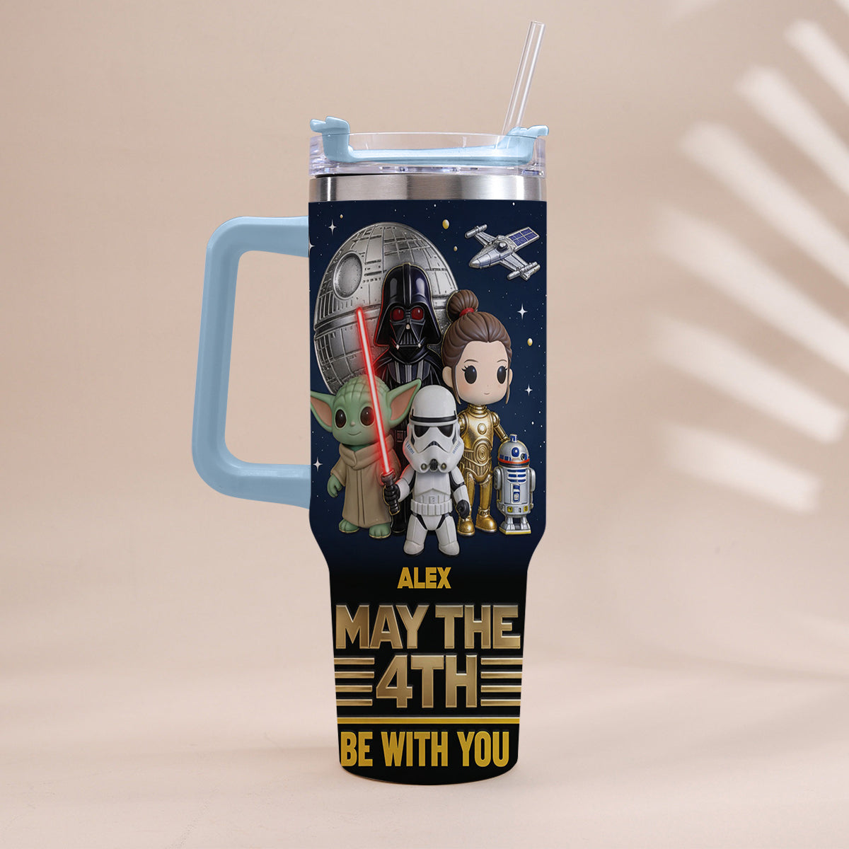 Personalized Star Wars May The 4th Tumbler with Handle Gift Tumbler With Handle GradoCreations