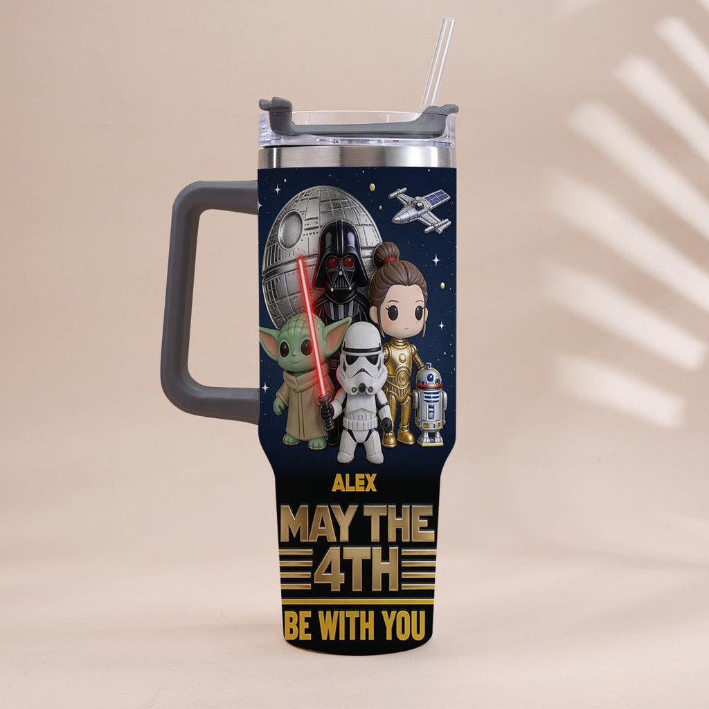 Personalized Star Wars May The 4th Tumbler with Handle Gift Tumbler With Handle GradoCreations