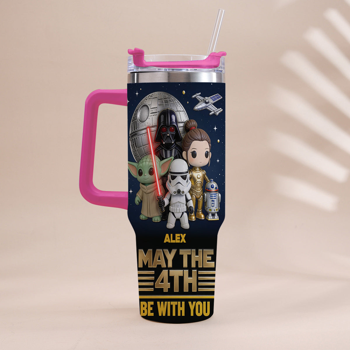 Personalized Star Wars May The 4th Tumbler with Handle Gift Tumbler With Handle GradoCreations
