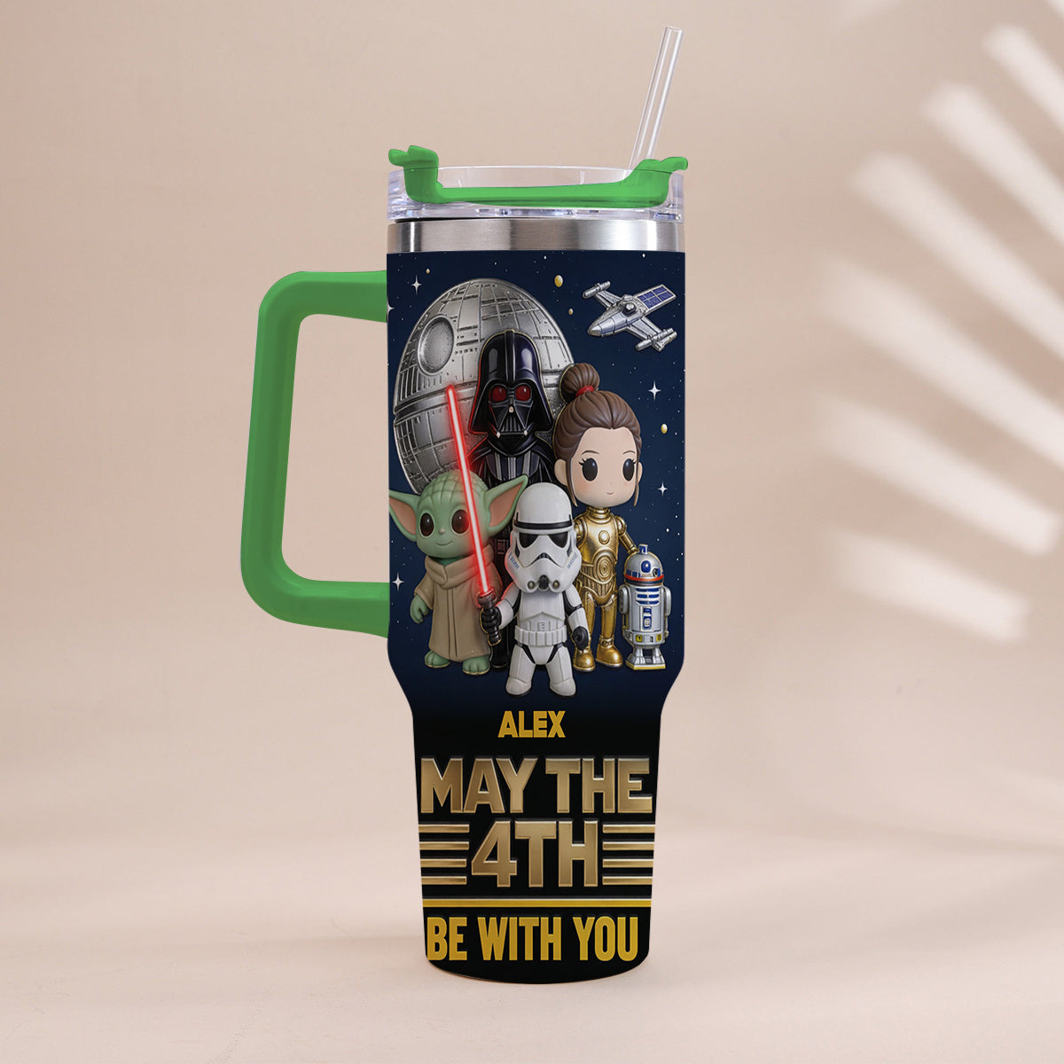 Personalized Star Wars May The 4th Tumbler with Handle Gift Tumbler With Handle GradoCreations