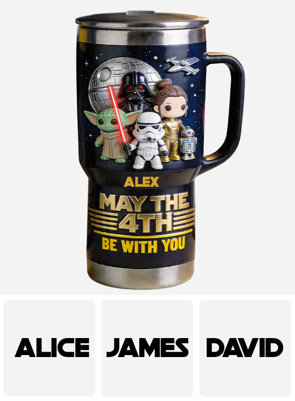 Personalized Star Wars May The 4th Tumbler with Handle Gift Tumbler With Handle GradoCreations
