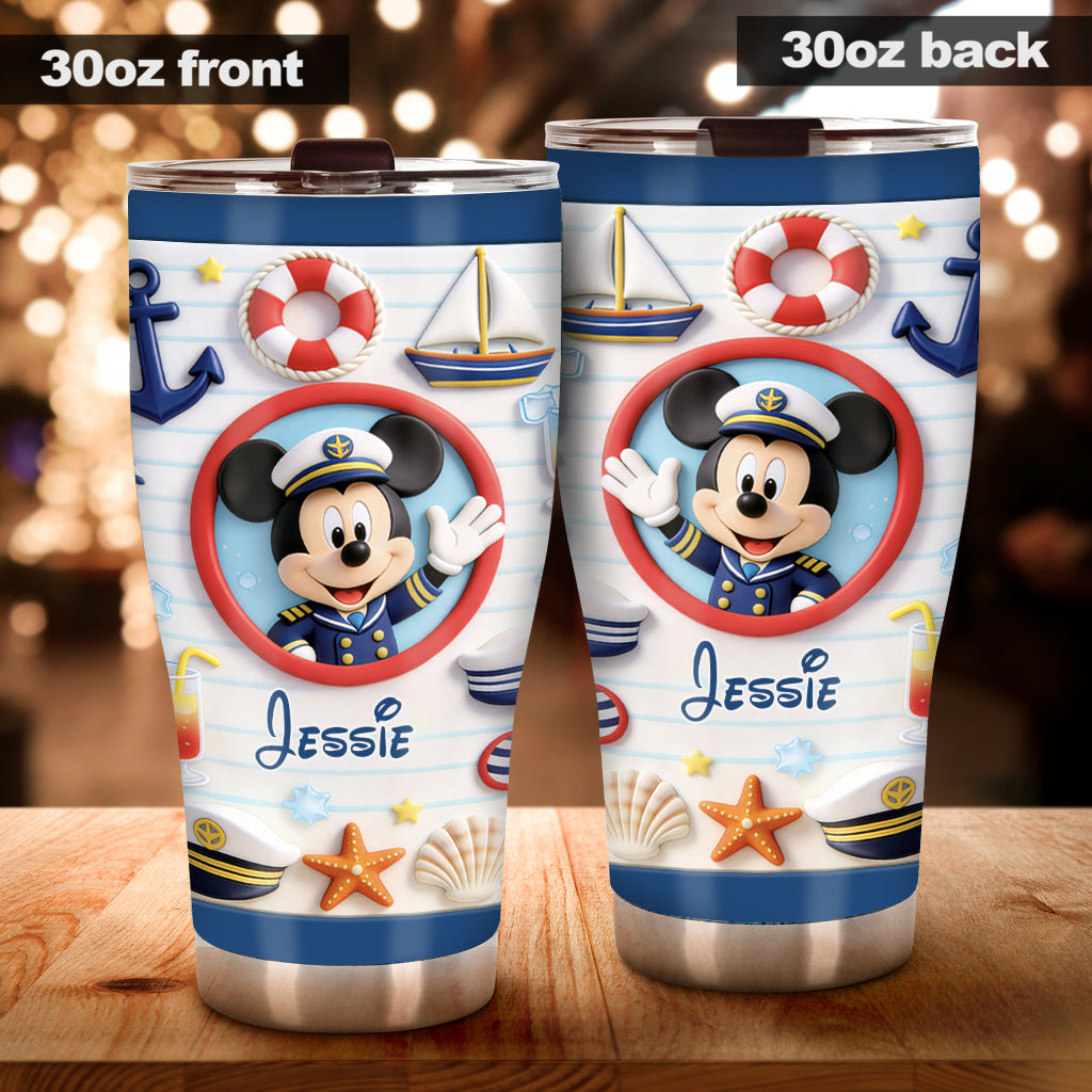 Personalized Mouse Tumbler with Custom Name Nautical Design Tumbler GradoCreations
