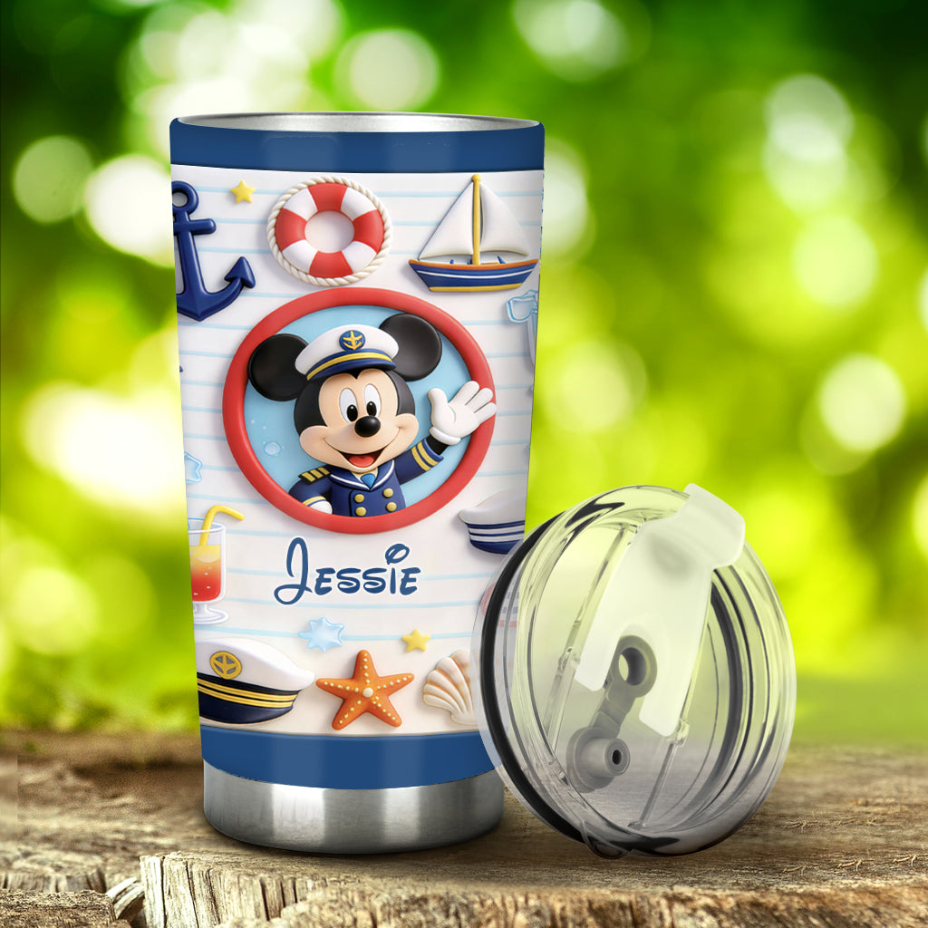 Personalized Mouse Tumbler with Custom Name Nautical Design Tumbler GradoCreations