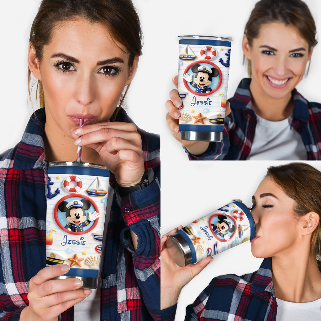 Personalized Mouse Tumbler with Custom Name Nautical Design Tumbler GradoCreations