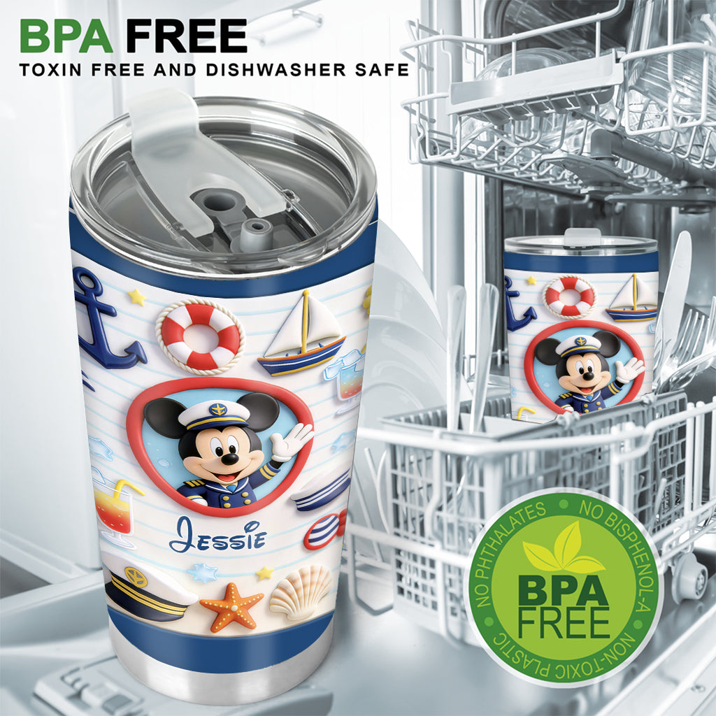 Personalized Mouse Tumbler with Custom Name Nautical Design Tumbler GradoCreations
