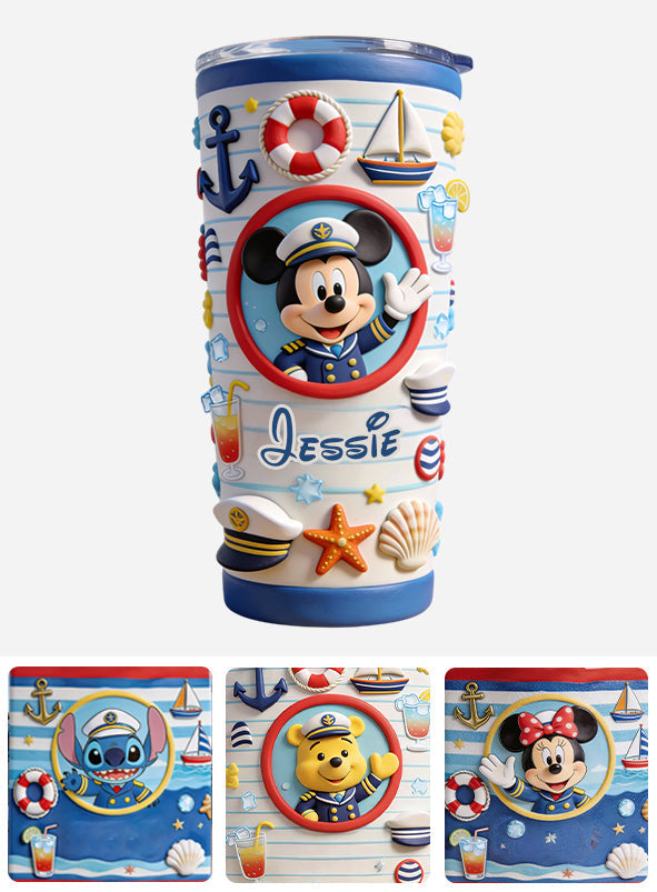 Personalized Mouse Tumbler with Custom Name Nautical Design Tumbler GradoCreations