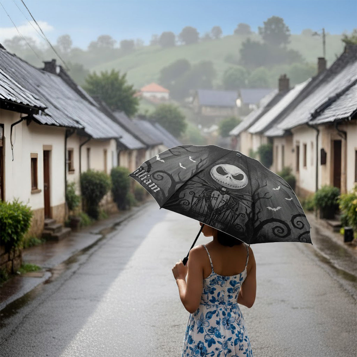 Personalized Gothic Skeleton Umbrella Custom Name Design Umbrella GradoCreations