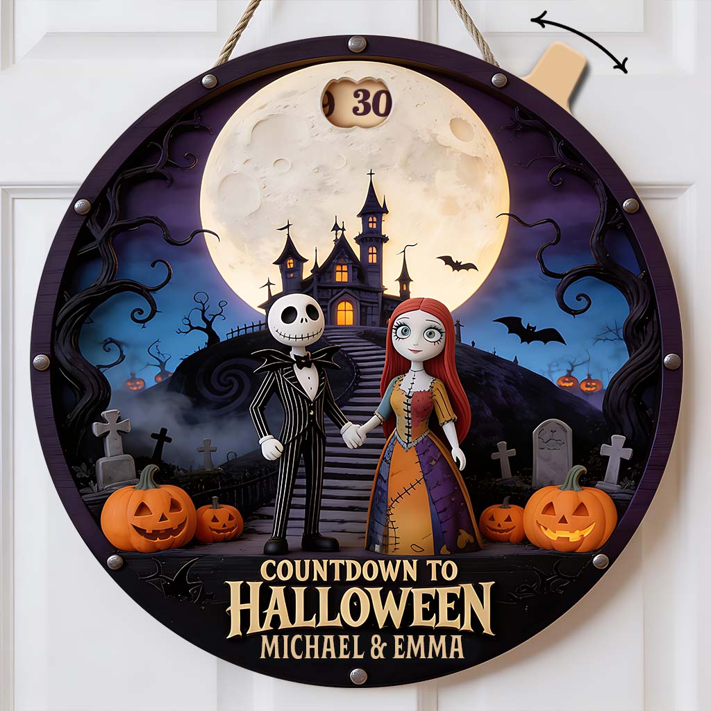 Personalized Halloween Countdown Spinner Sign Custom Name Decor Spinner Sign Custom Shape GradoCreations