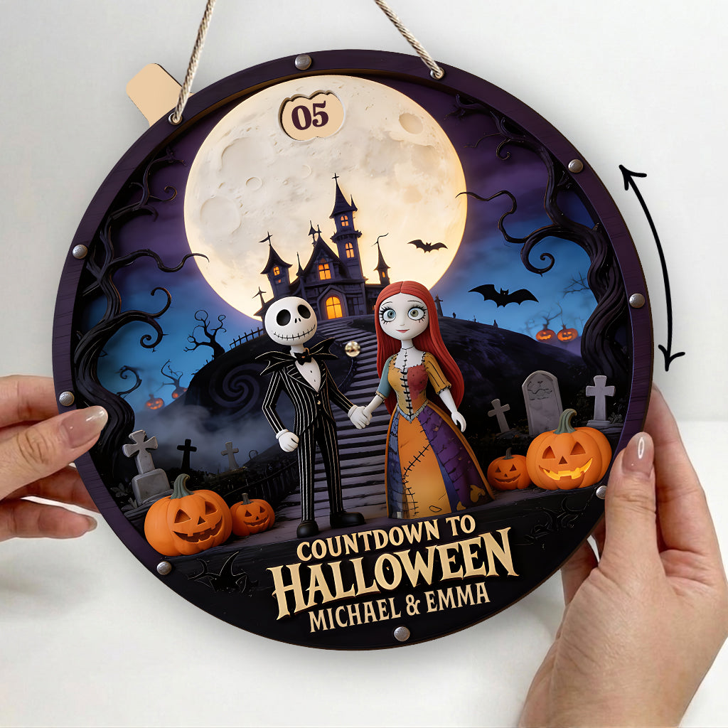 Personalized Halloween Countdown Spinner Sign Custom Name Decor Spinner Sign Custom Shape GradoCreations