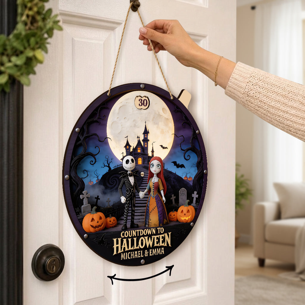 Personalized Halloween Countdown Spinner Sign Custom Name Decor Spinner Sign Custom Shape GradoCreations
