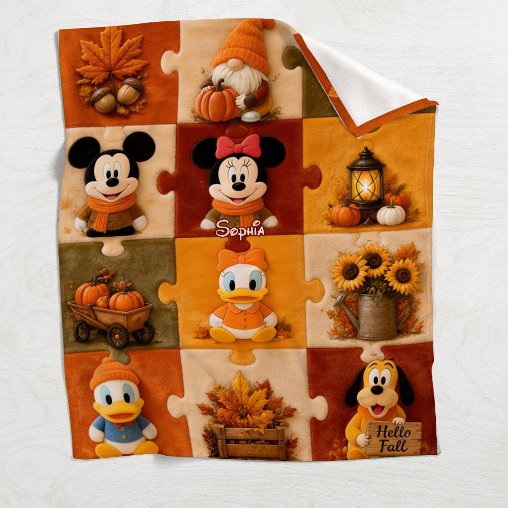 Personalized Cartoon Mouse Blanket Gift for Kids | Autumn Vibes Blanket GradoCreations