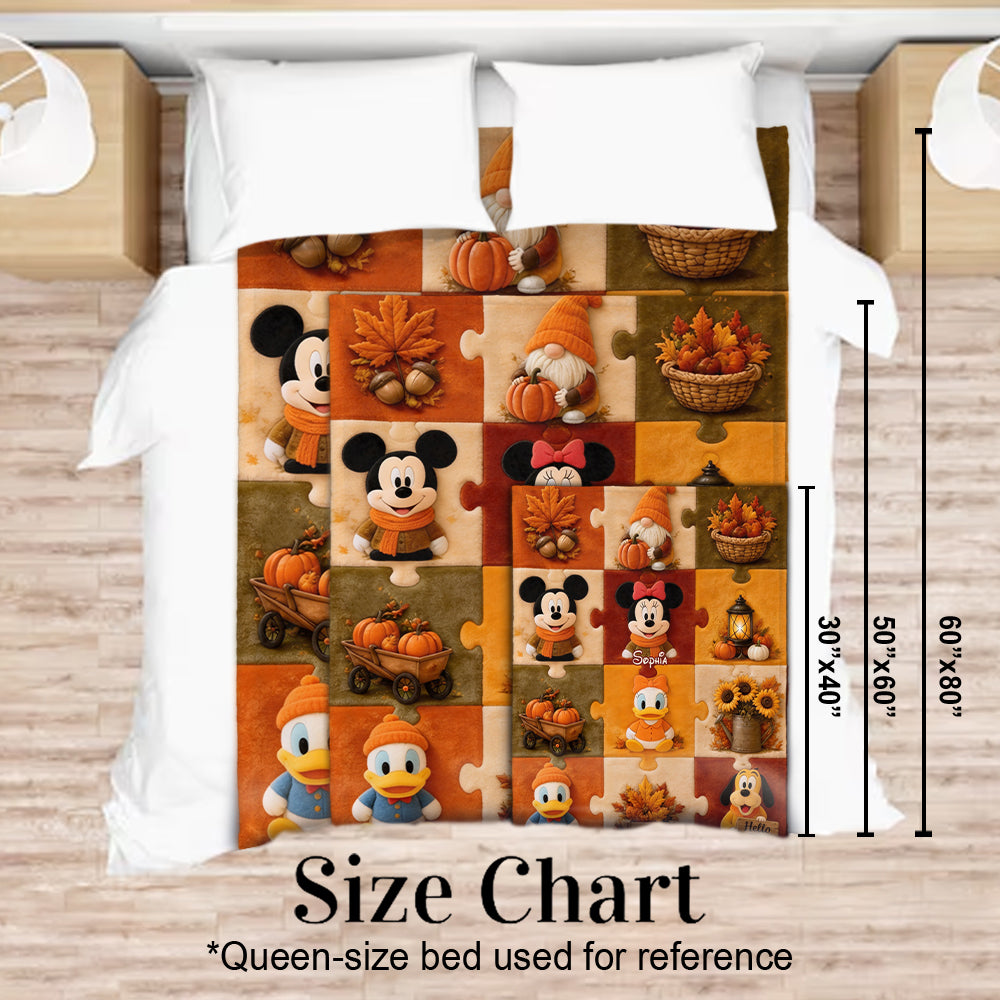 Personalized Cartoon Mouse Blanket Gift for Kids | Autumn Vibes Blanket GradoCreations