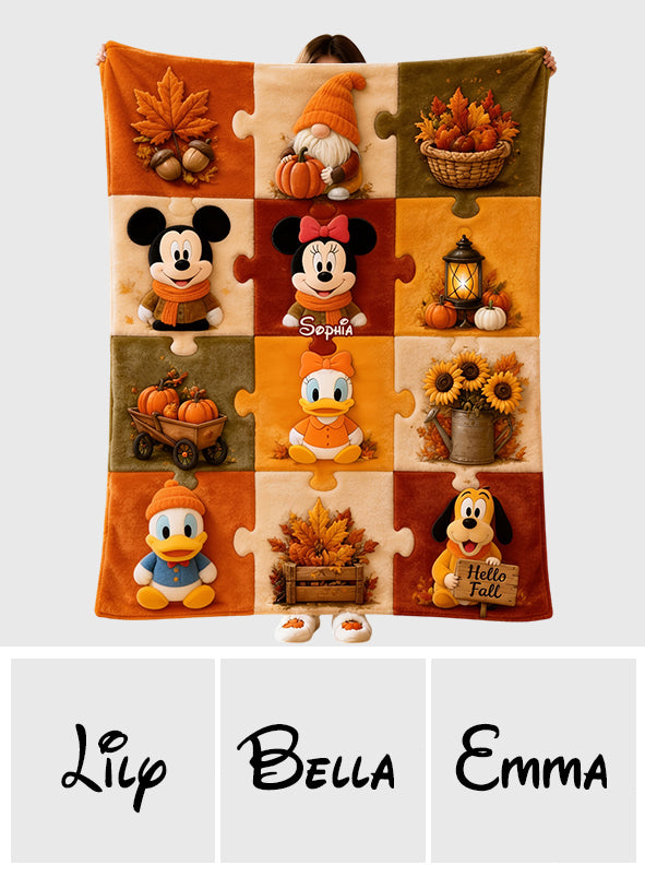Personalized Cartoon Mouse Blanket Gift for Kids | Autumn Vibes Blanket GradoCreations