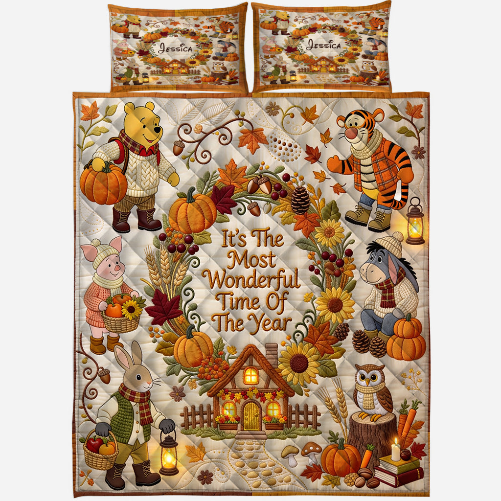 Personalized Quilted Bedding Set Fall Theme Gift for Movie Fans Quilted Bedding Set GradoCreations