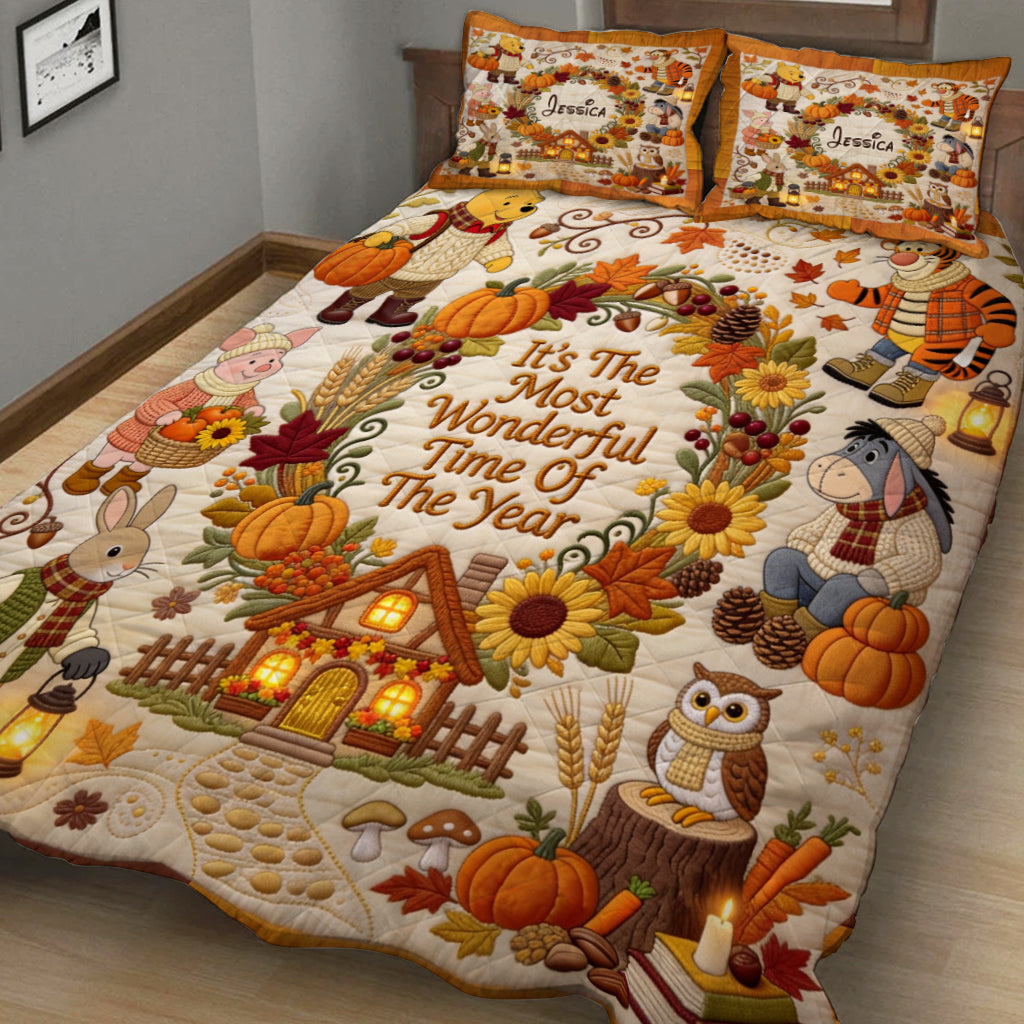 Personalized Quilted Bedding Set Fall Theme Gift for Movie Fans Quilted Bedding Set GradoCreations