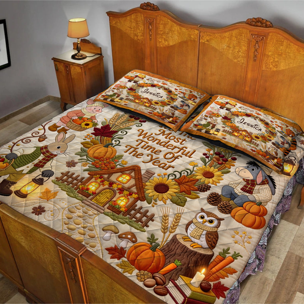 Personalized Quilted Bedding Set Fall Theme Gift for Movie Fans Quilted Bedding Set GradoCreations
