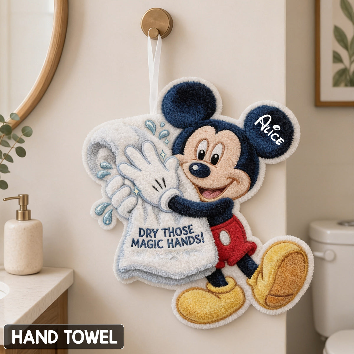 Personalized Mickey Mouse Hand Towel for Kids Custom Name Gift Hand Towel GradoCreations