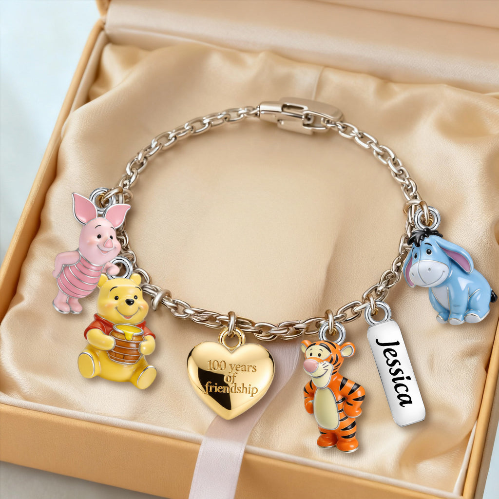 Personalized Silver Friendship Bracelet with Charms for Her Bracelet With Charms GradoCreations