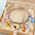 Personalized Silver Friendship Bracelet with Charms for Her Bracelet With Charms GradoCreations