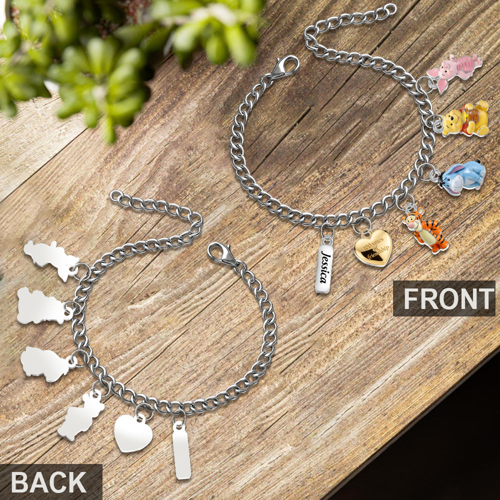 Personalized Silver Friendship Bracelet with Charms for Her Bracelet With Charms GradoCreations