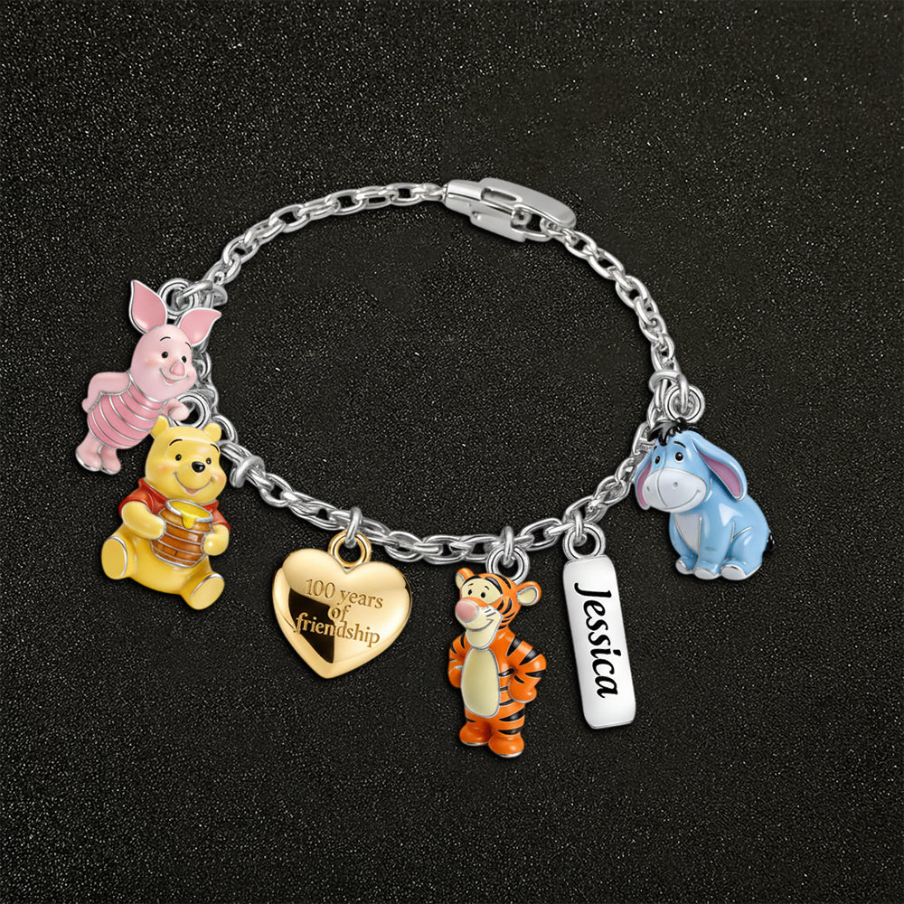 Personalized Silver Friendship Bracelet with Charms for Her Bracelet With Charms GradoCreations