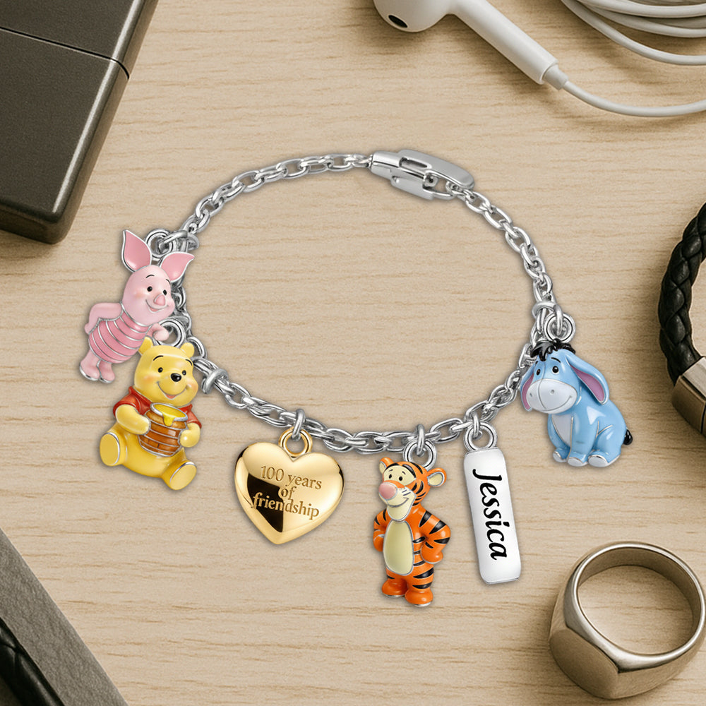 Personalized Silver Friendship Bracelet with Charms for Her Bracelet With Charms GradoCreations