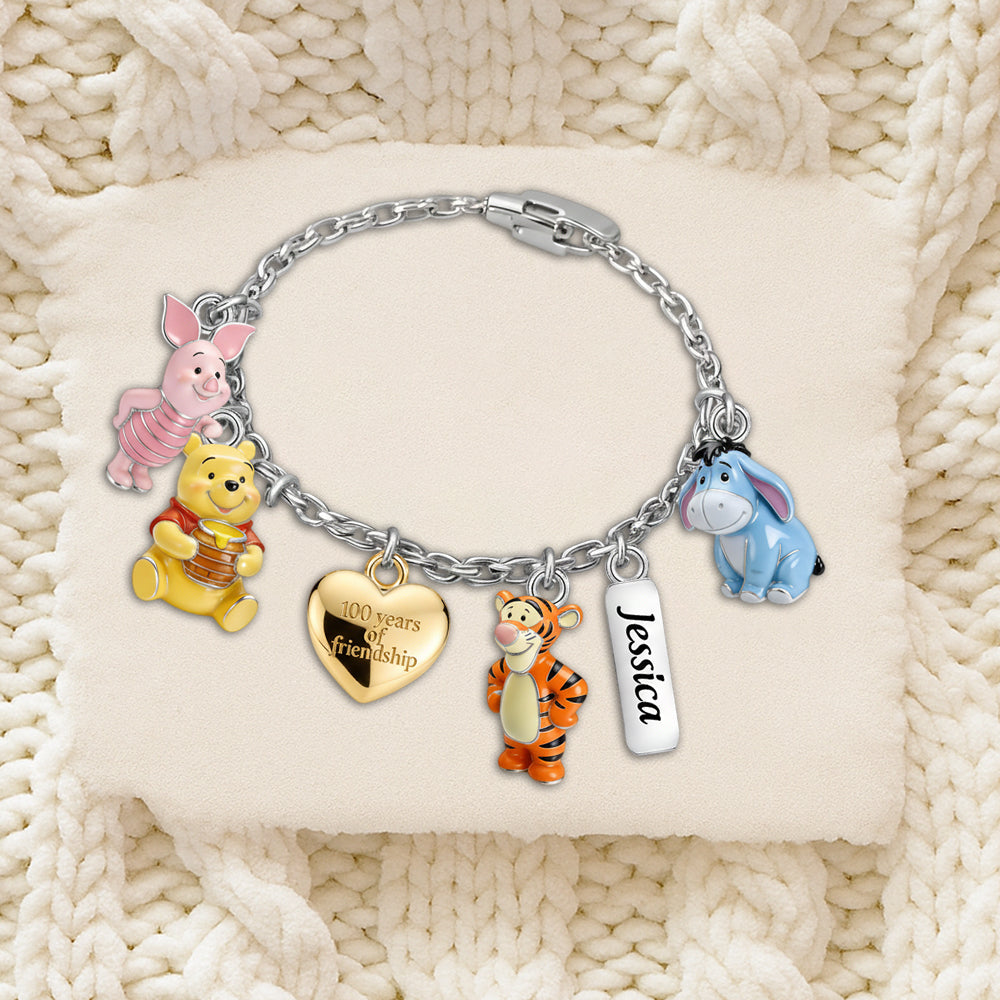 Personalized Silver Friendship Bracelet with Charms for Her Bracelet With Charms GradoCreations