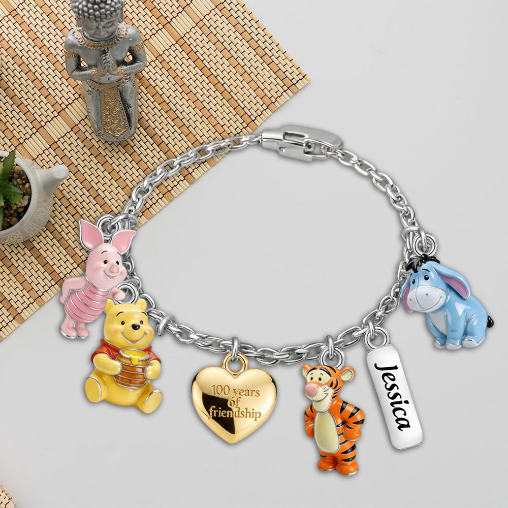 Personalized Silver Friendship Bracelet with Charms for Her Bracelet With Charms GradoCreations