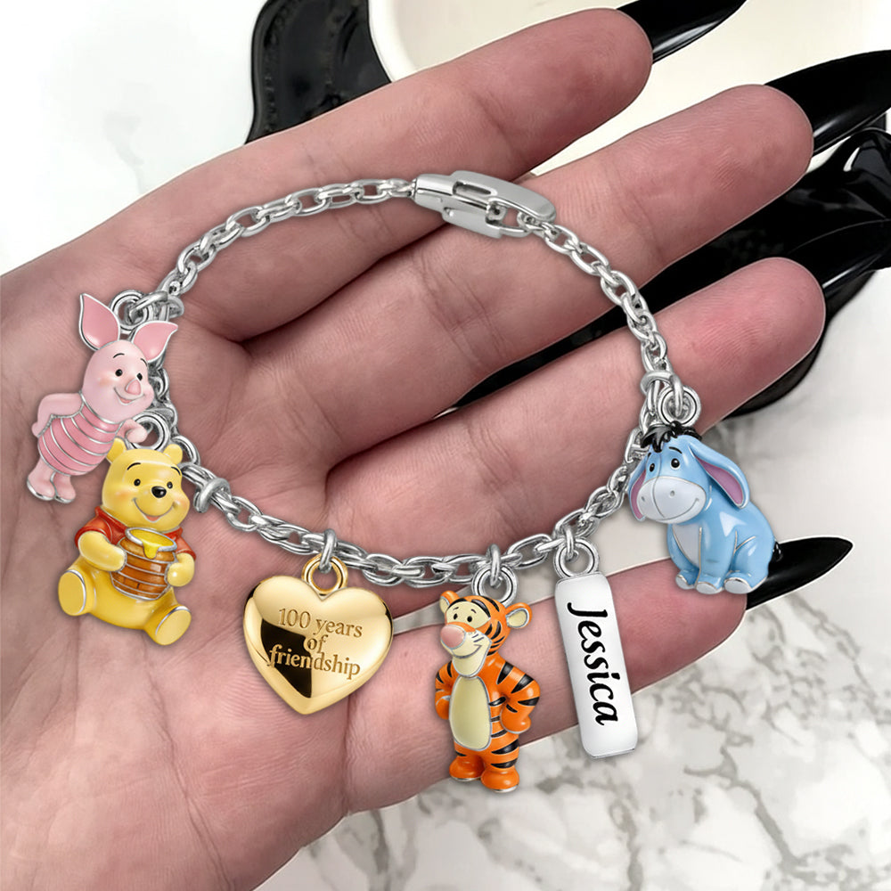 Personalized Silver Friendship Bracelet with Charms for Her Bracelet With Charms GradoCreations