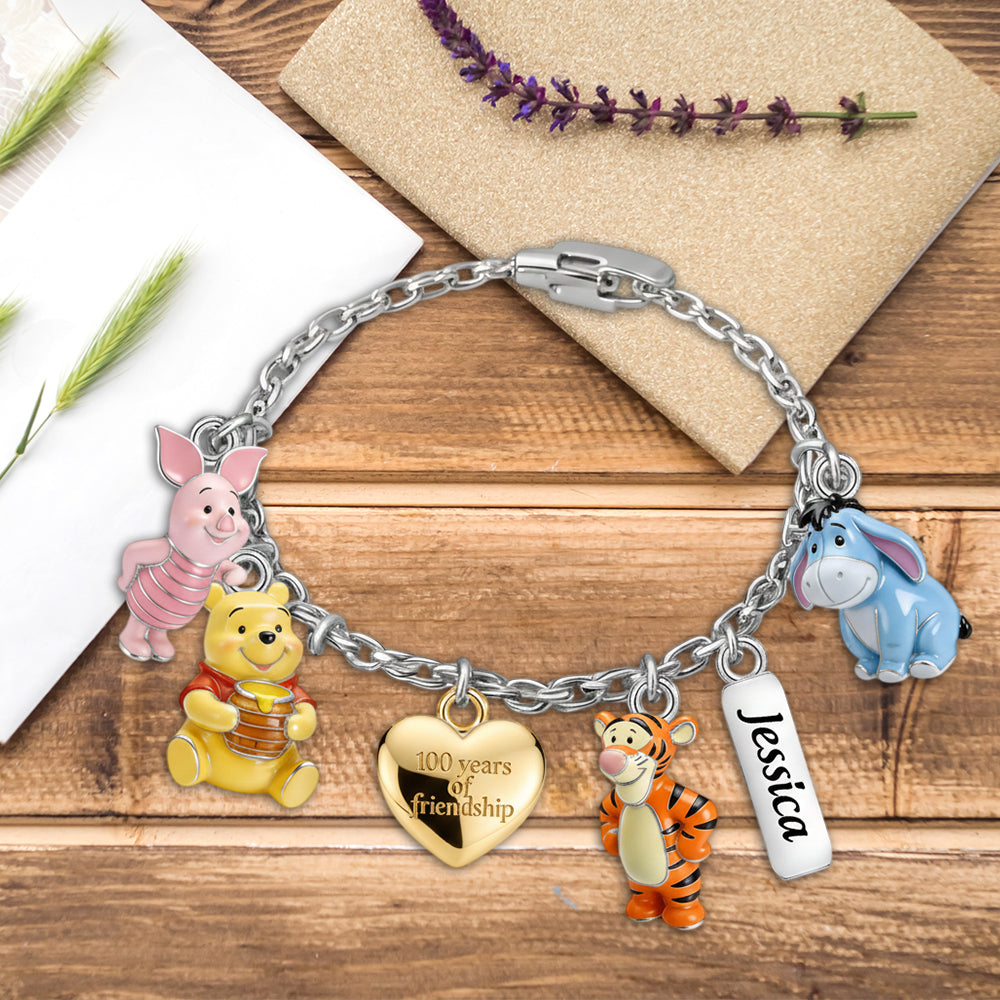 Personalized Silver Friendship Bracelet with Charms for Her Bracelet With Charms GradoCreations
