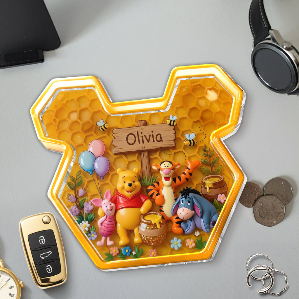 Personalized Yellow Bear Catch-All Tray for Kids - Acrylic Gift Catch-All Tray GradoCreations