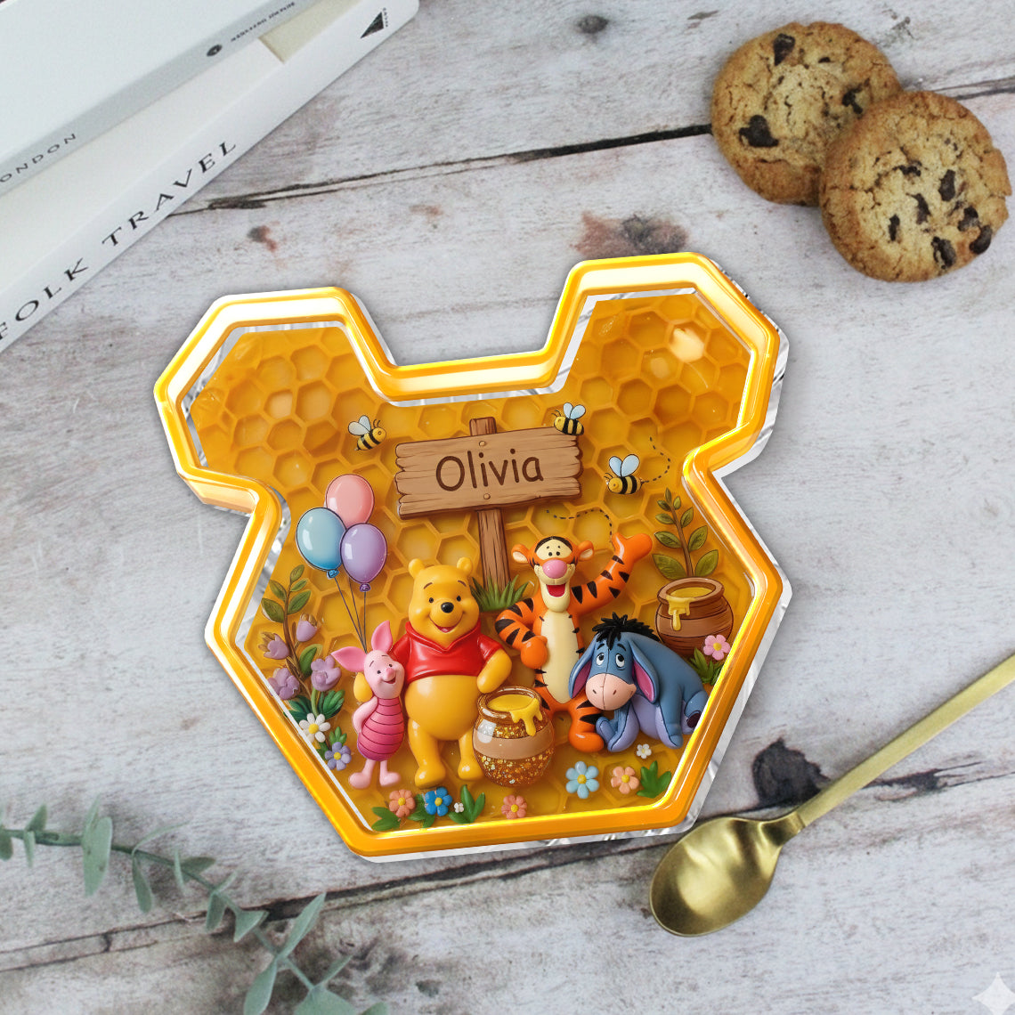 Personalized Yellow Bear Catch-All Tray for Kids - Acrylic Gift Catch-All Tray GradoCreations